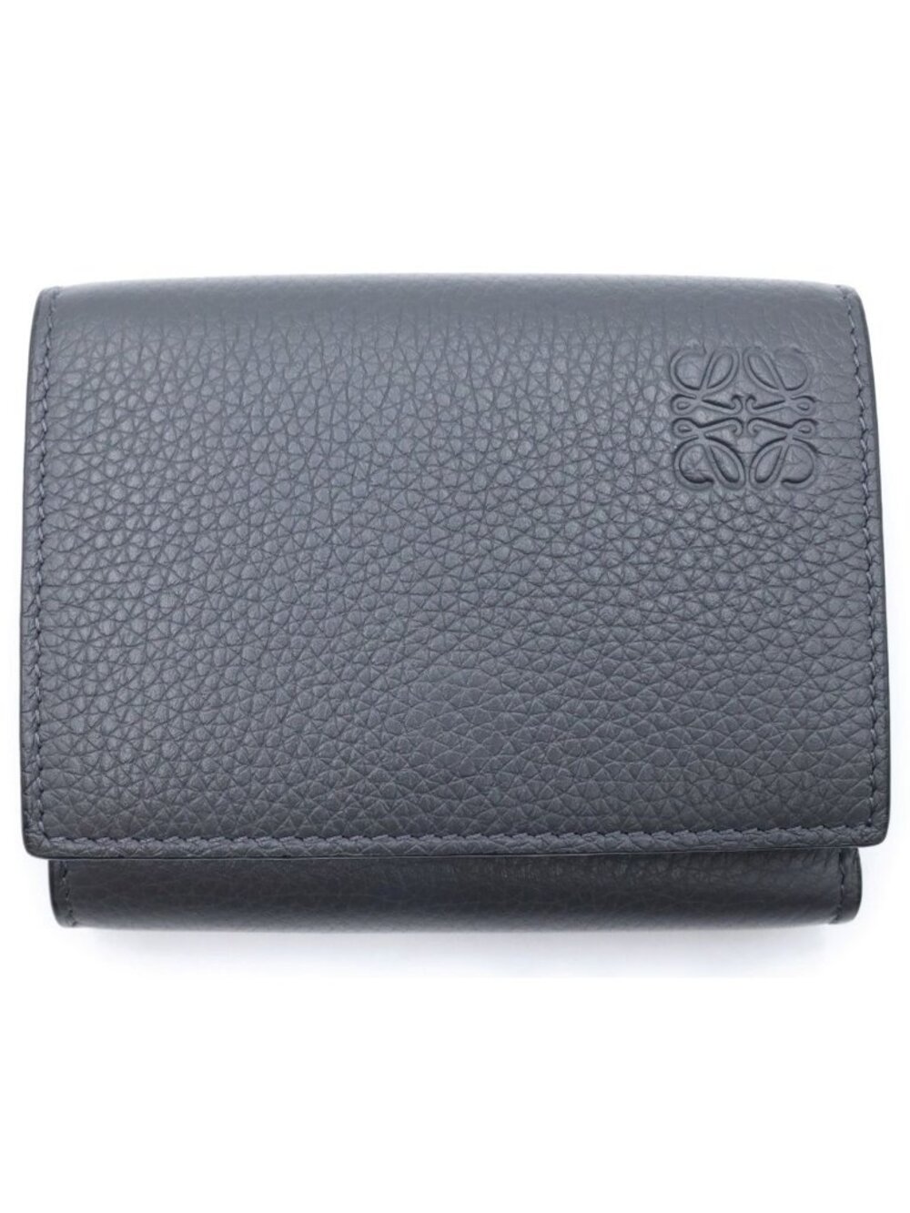 Loewe Anagram Trifold Wallet Bifold Coin Purse Gray Leather